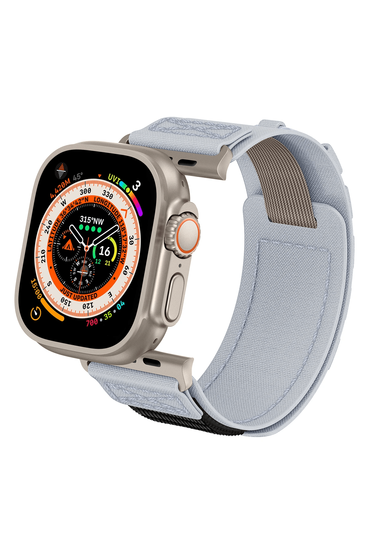 Apple Watch Premium Hasır Kordon Metal Tokalı Kutulu - Gökyüzü Mavisi