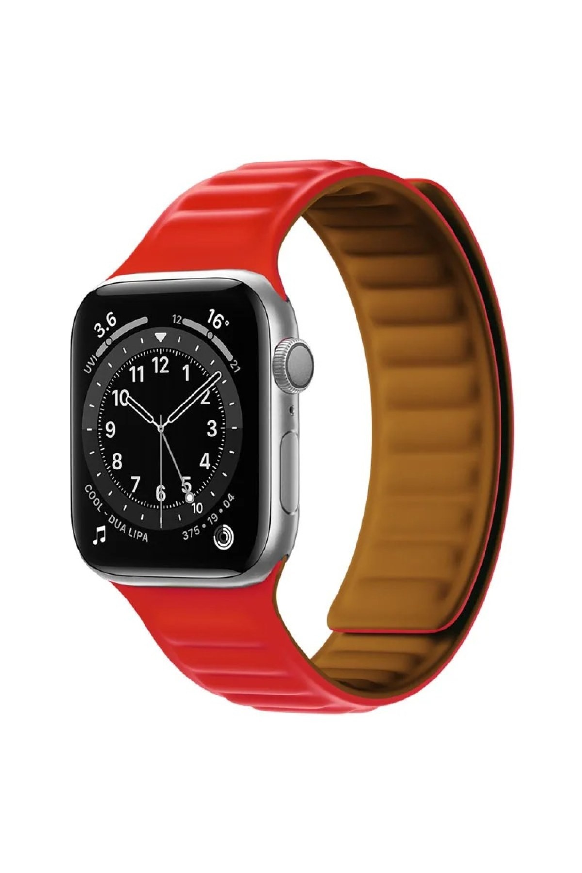 Apple Watch Tüm Modeller Uyumlu Mıknatıslı Kabartmalı Premium Kordon - KIRMIZI