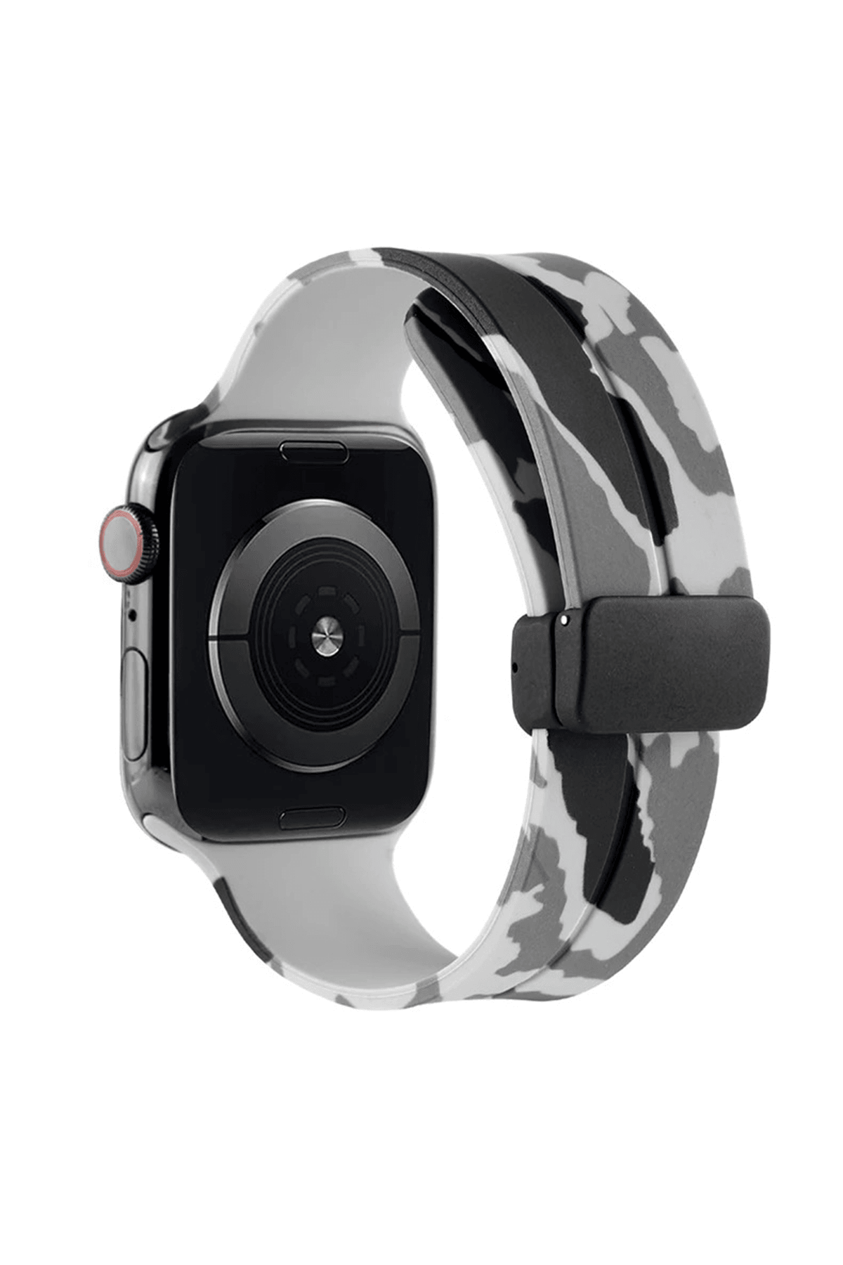Apple Watch Tüm Modeller İle Uyumlu Kamuflaj Desen Ayarlanabilir Premium Kordon - Beyaz