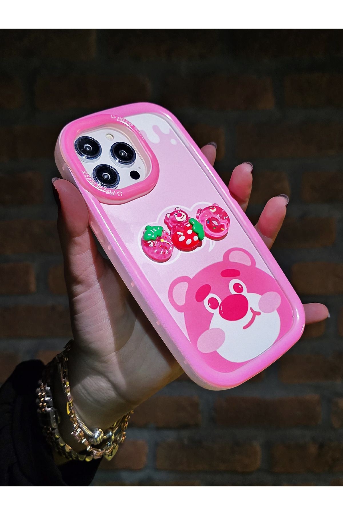 Karikatür Kılıflar - 3D Çizgi Film Karakterleri Koruyucu Telefon Kılıfı Çilek