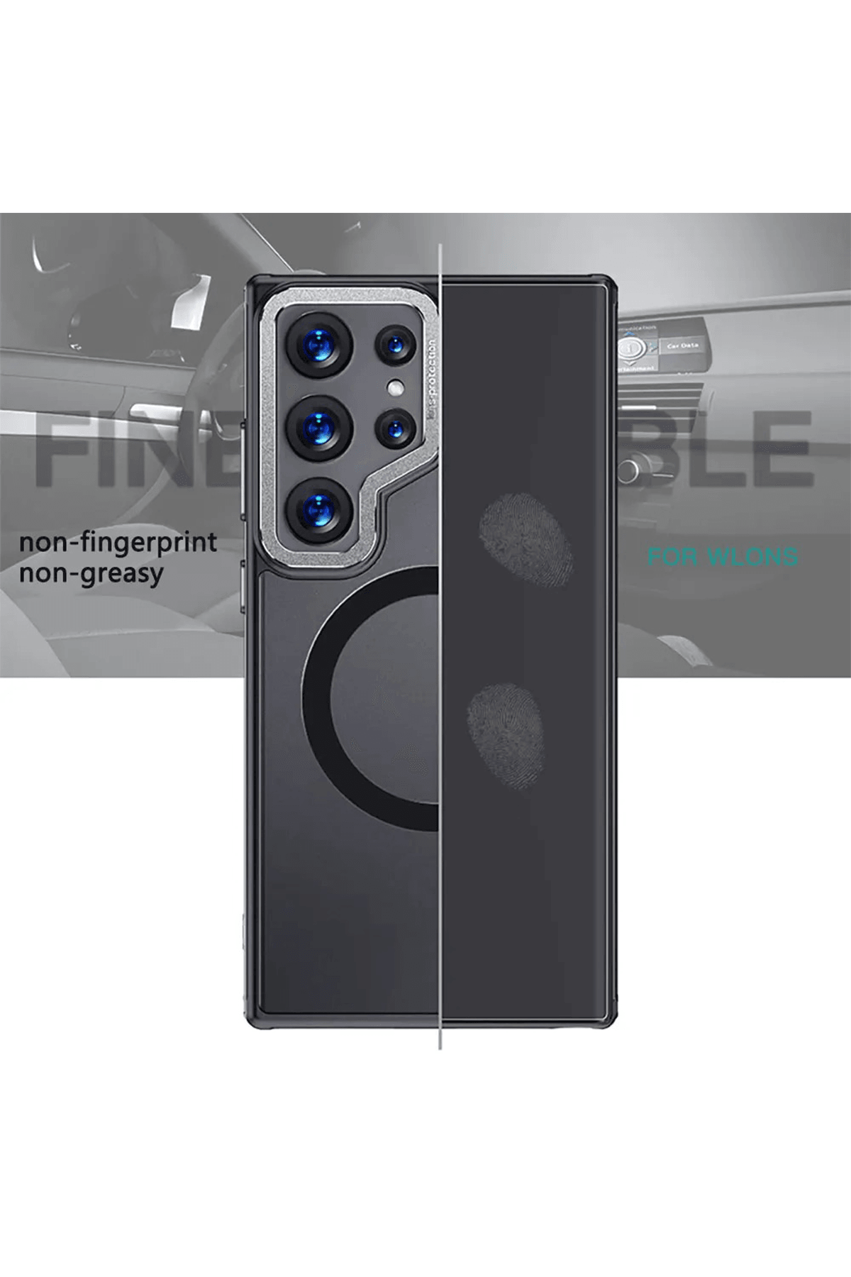 Samsung S24 Kılıf Premium Magsafe Şarj Destekli Metal Kamera Çerçeve Korumalı Buzlu Dokulu - Siyah