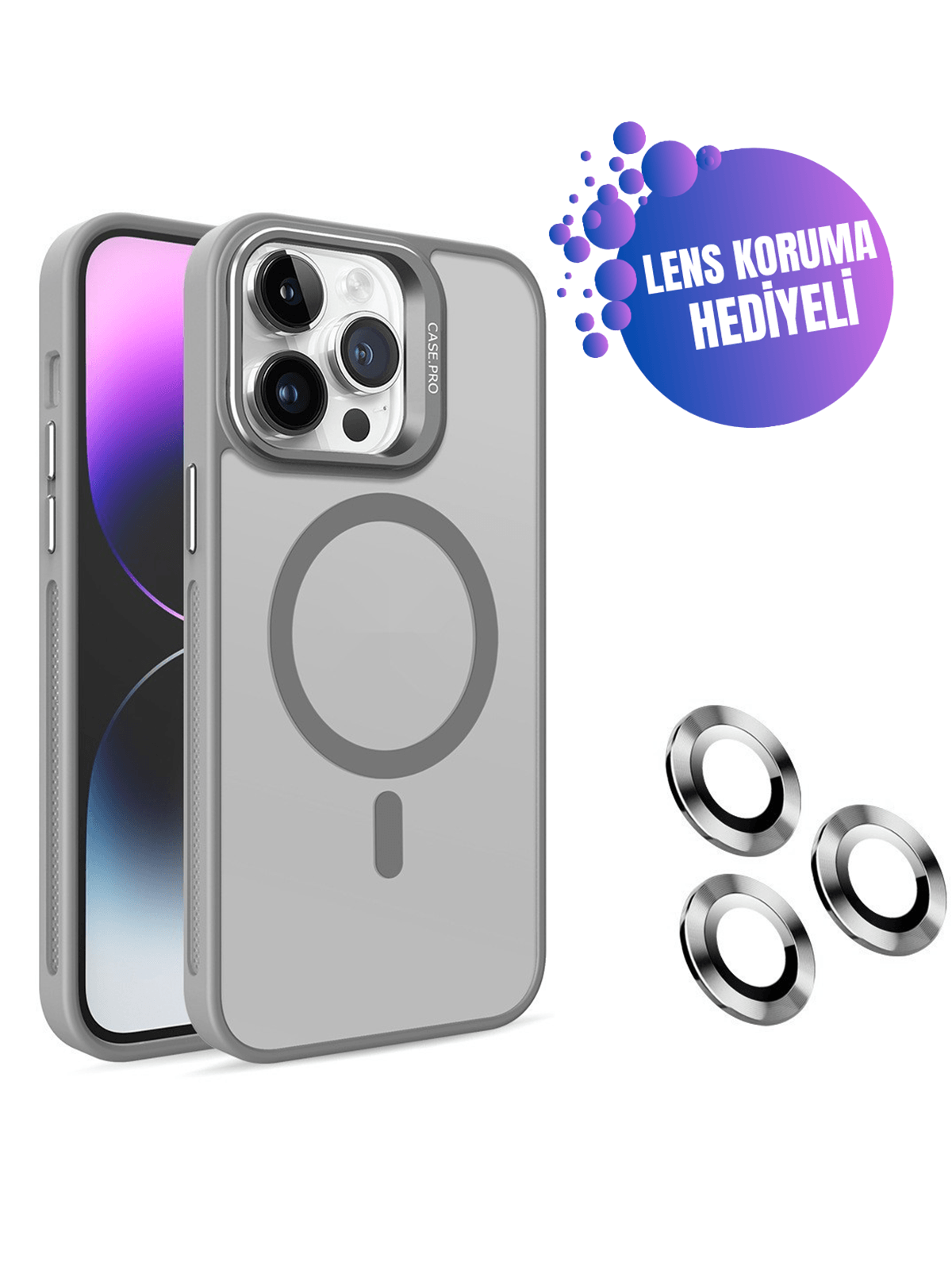 Protective Case-Lens Koruma Hediyeli Kamera Standlı Magsafe Premium Kılıf