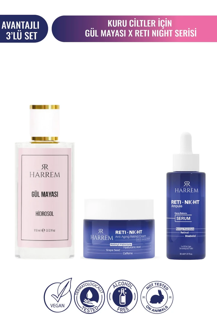 Reti-Night Serum & Reti-Night Krem & Gül Mayası Suyu Seti
