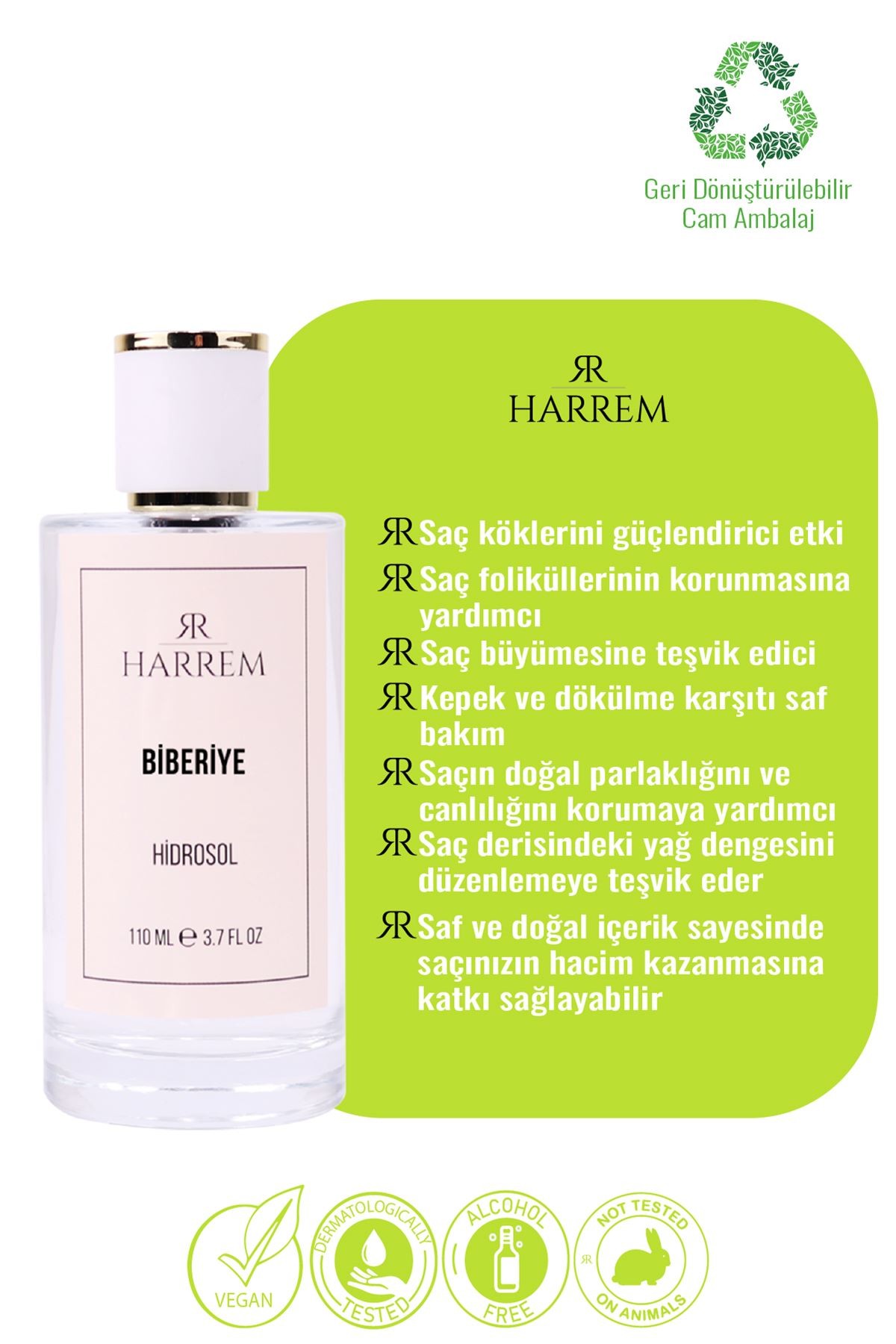 Biberiye Suyu Sebum/Yağ Dengeleyici ve Güçlendirici Saç Toniği Saf ve Doğal 100 Ml