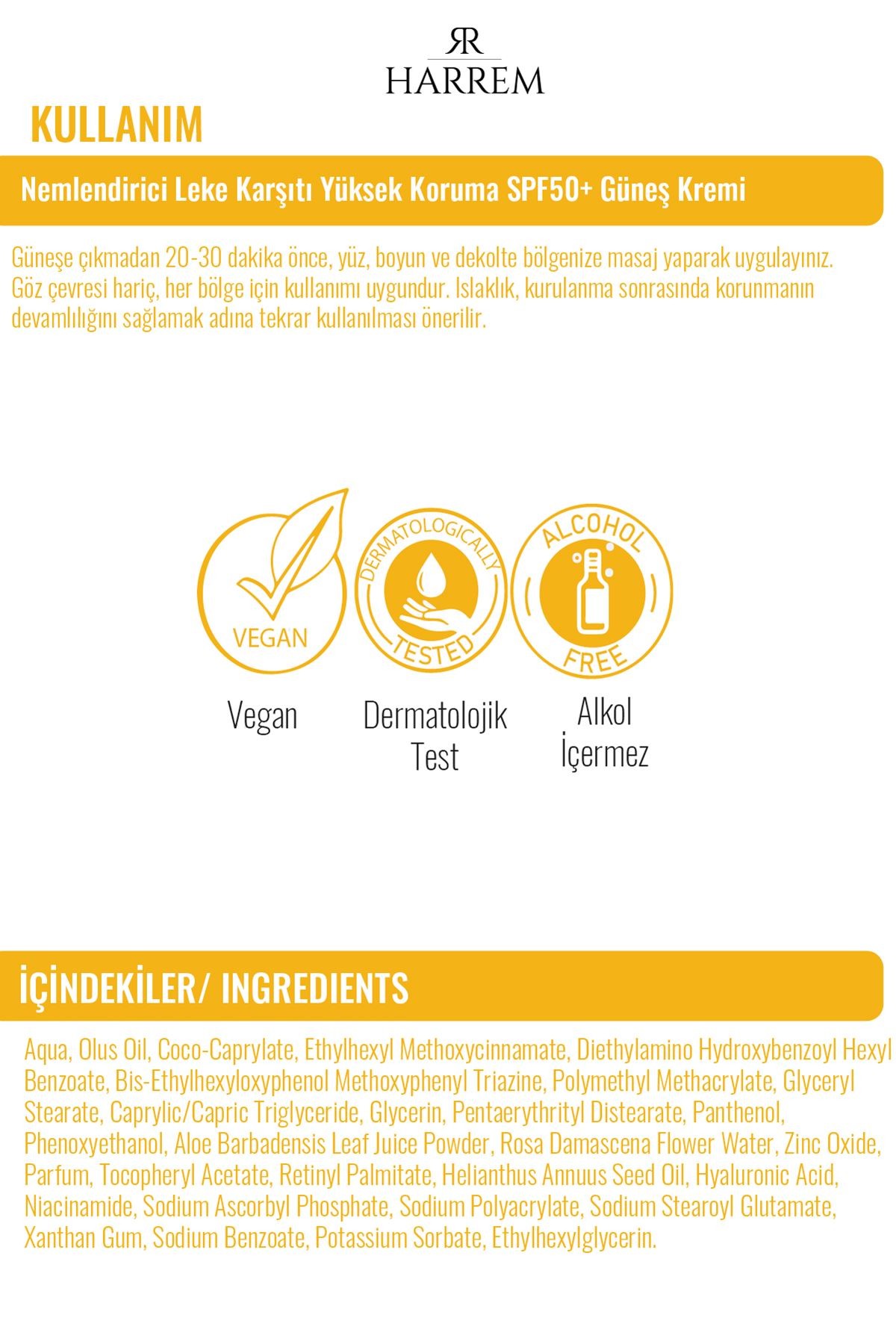 Leke Karşıtı Aydınlatıcı & SPF50+ Yüksek Koruma, Gül Mayası Özlü, Nemlendirici Güneş Kremi 50ml