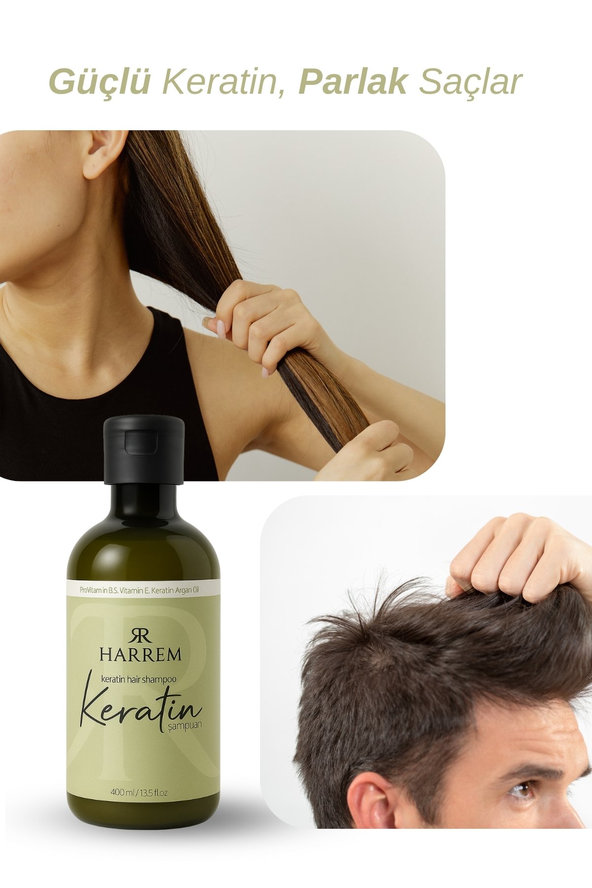 Onarıcı Etkili Keratin Şampuan – 400 ml | Dökülme Karşıtı, Parlak Saç