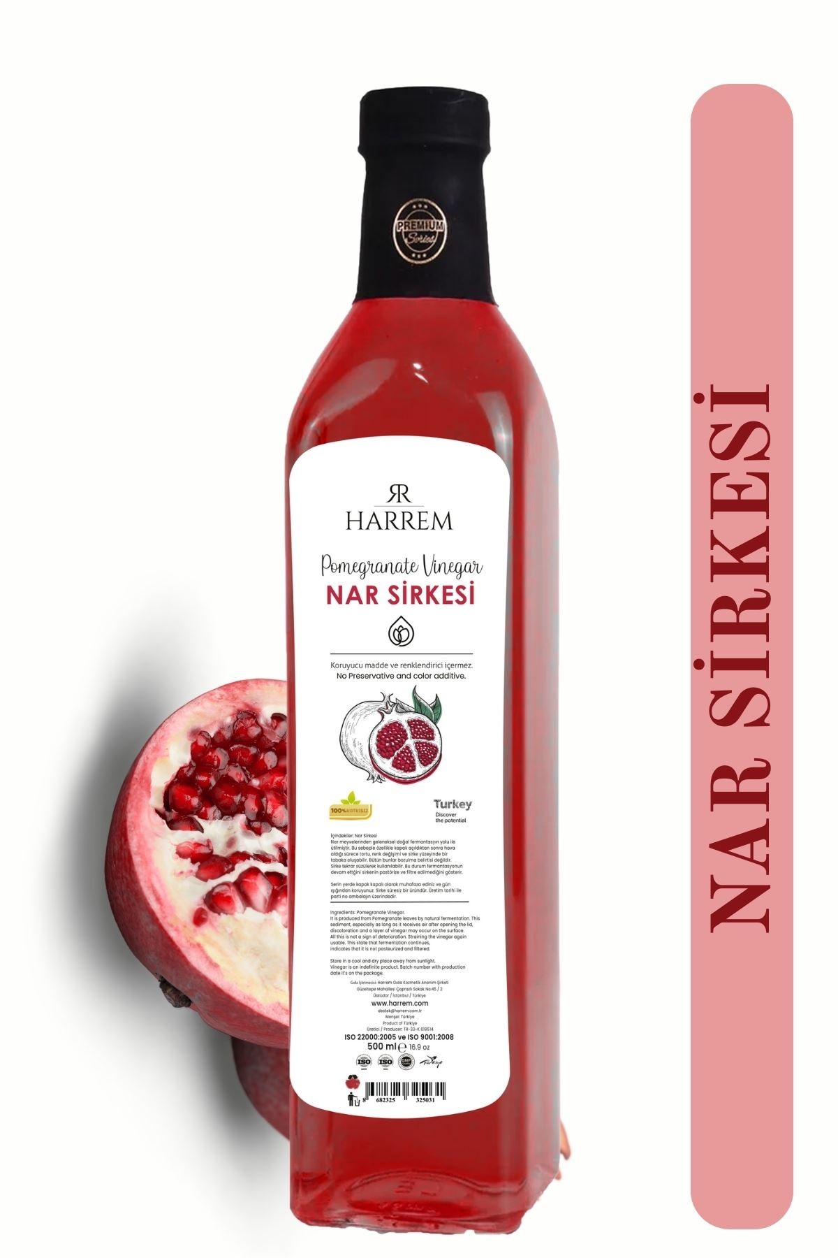 Nar Sirkesi Doğal Fermantasyon 500ml Cam Şişe