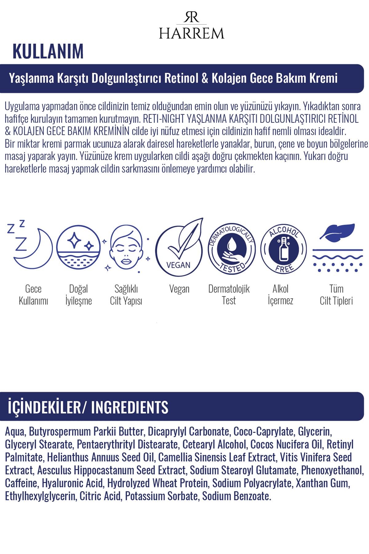 Retinol & Kolajen Krem Yaşlanma Karşıtı Dolgunlaştırıcı Reti-Night 50 Ml