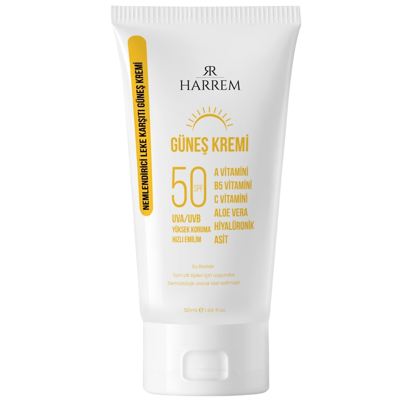 Leke Karşıtı Aydınlatıcı & SPF50+ Yüksek Koruma, Gül Mayası Özlü, Nemlendirici Güneş Kremi 50ml