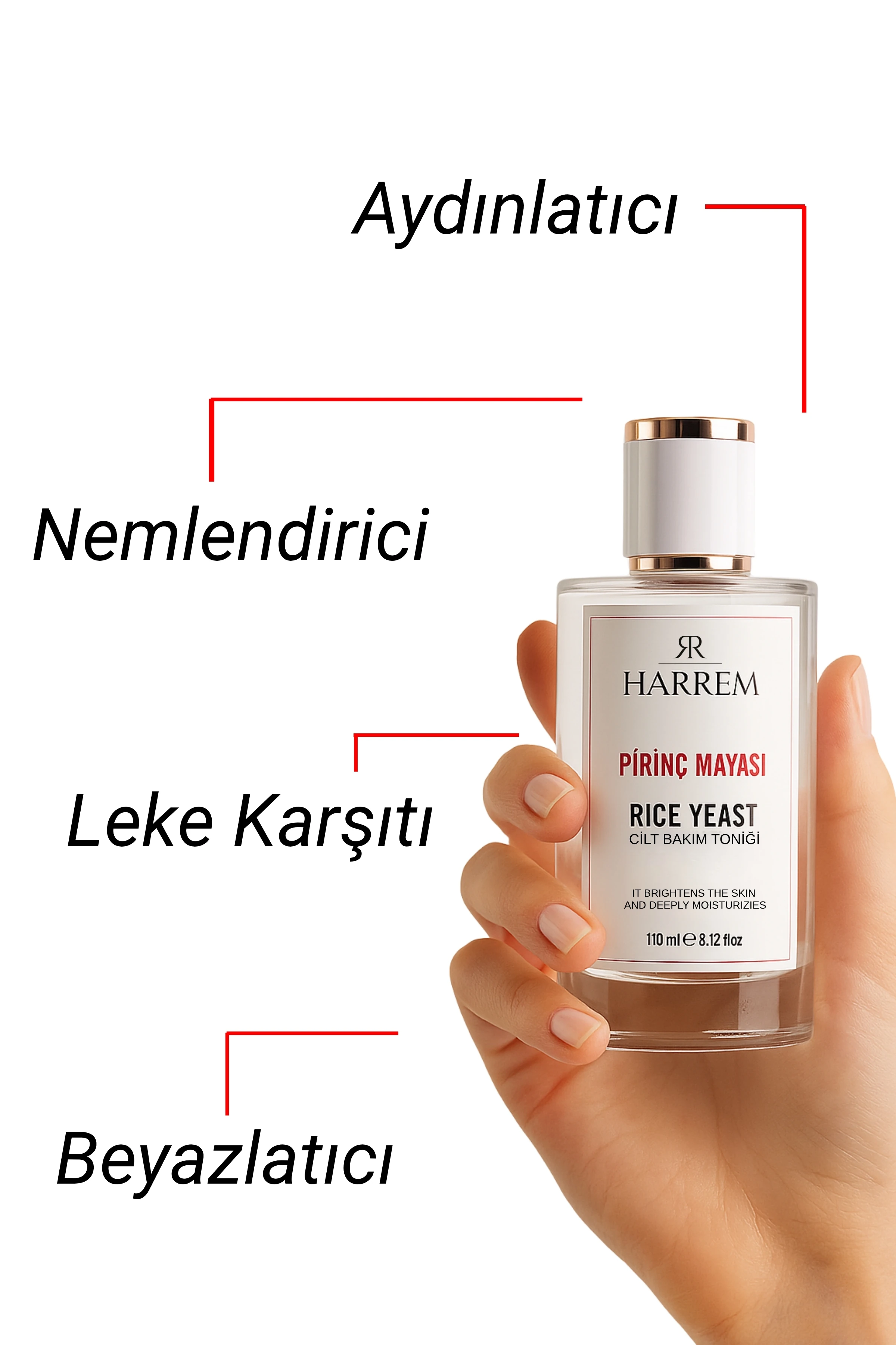 Pirinç Mayası Beyazlatıcı, Aydınlatıcı, Nemlendirici, Leke Karşıtı Tonik