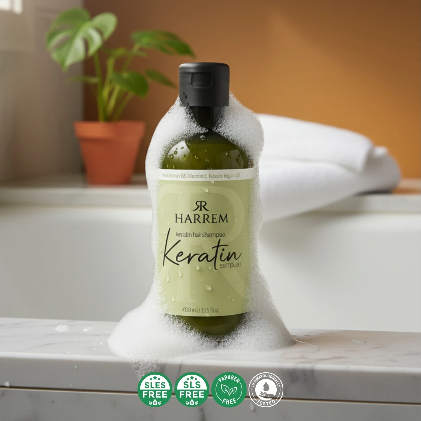 Onarıcı Etkili Keratin Şampuan – 400 ml | Dökülme Karşıtı, Parlak Saç