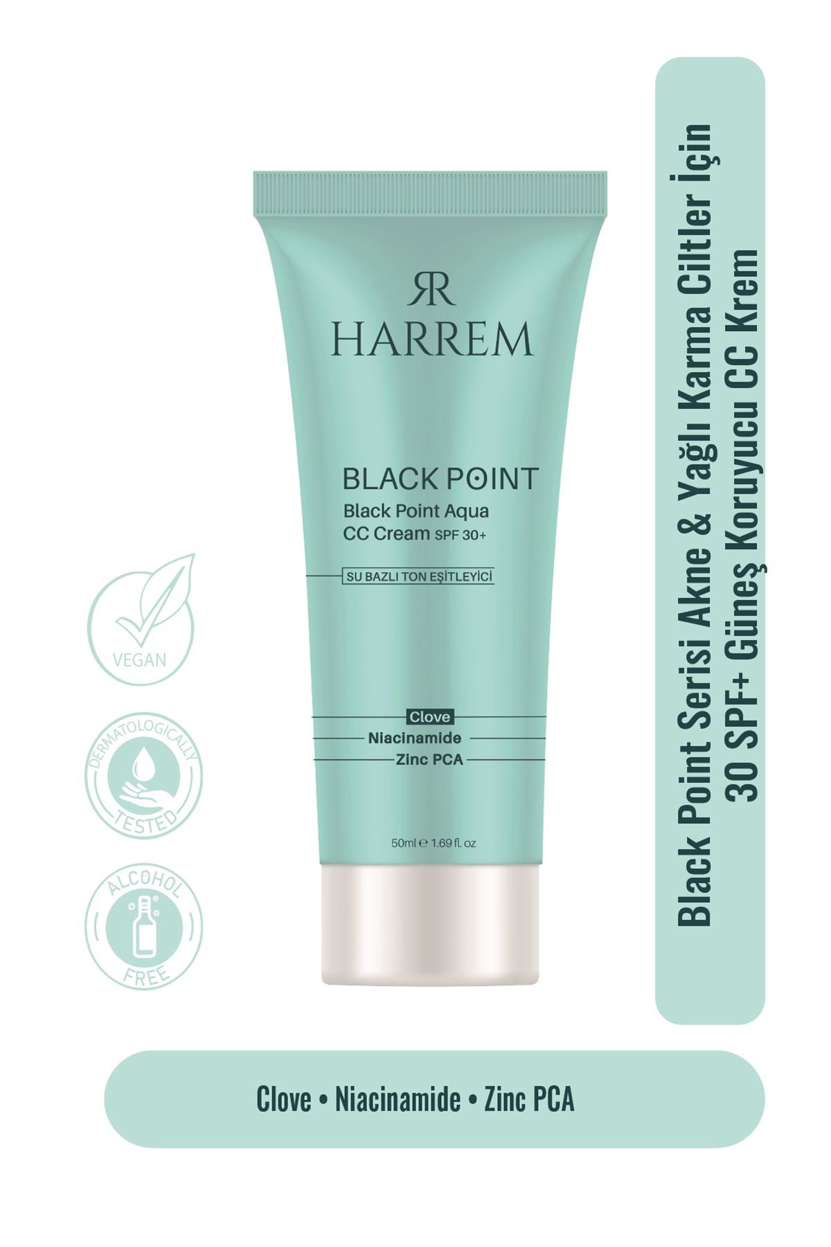Akneli & Yağlı Karma Ciltler İçin 30SPF Güneş Koruyucu Cc Krem Black P.int 50Ml