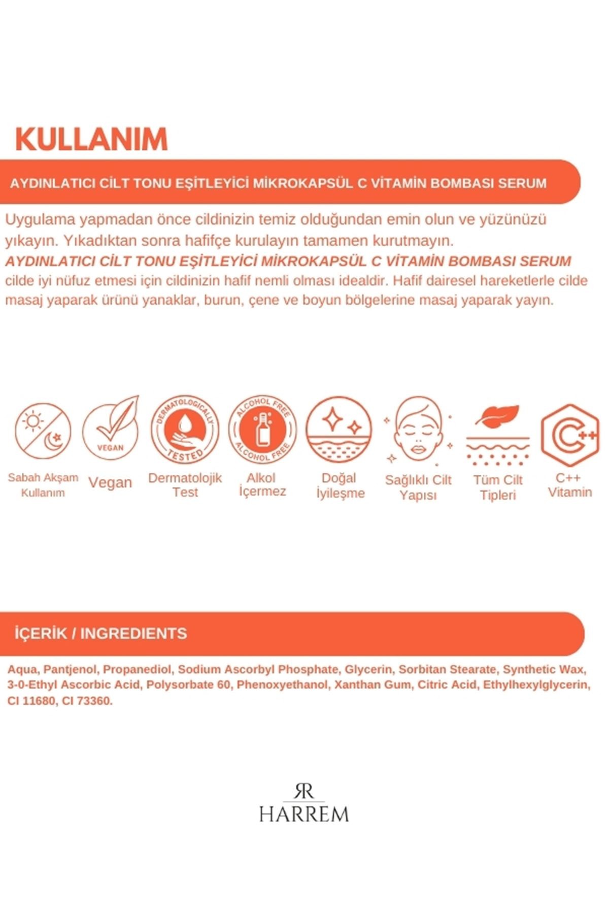 Aydınlatıcı Cilt Tonu Eşitleyici Mikrokapsül C Vitamin Bombası Serum 30 ML