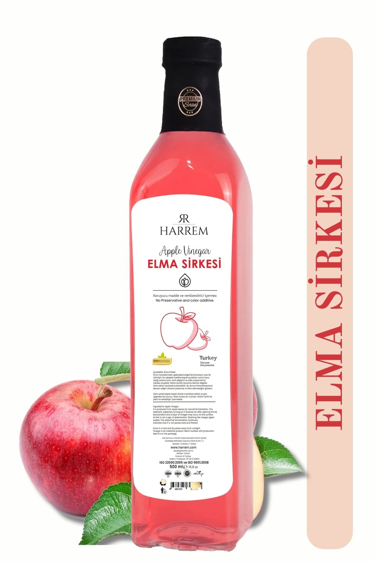 Elma Sirkesi Doğal Fermantasyon 500ml Cam Şişe