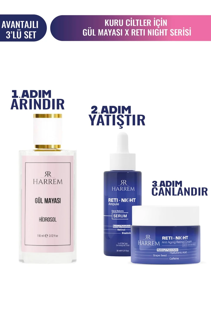 Reti-Night Serum & Reti-Night Krem & Gül Mayası Suyu Seti