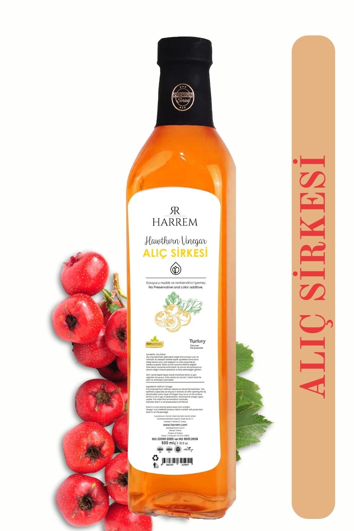 Alıç Sirkesi Doğal Fermantasyon 500ml Cam Şişe