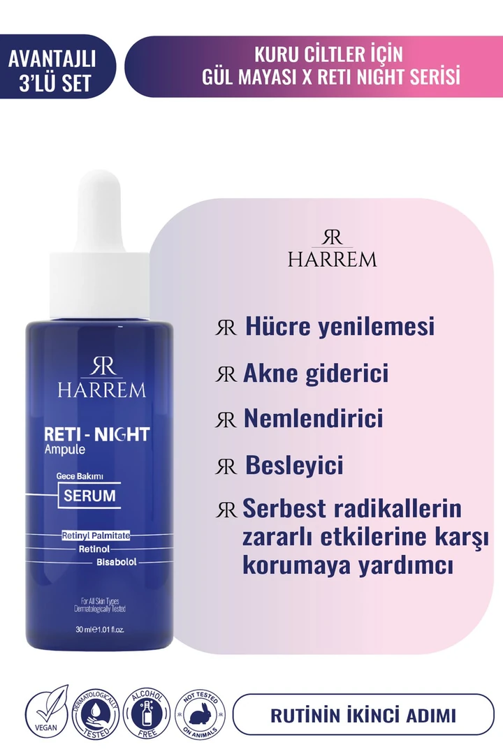 Reti-Night Serum & Reti-Night Krem & Gül Mayası Suyu Seti