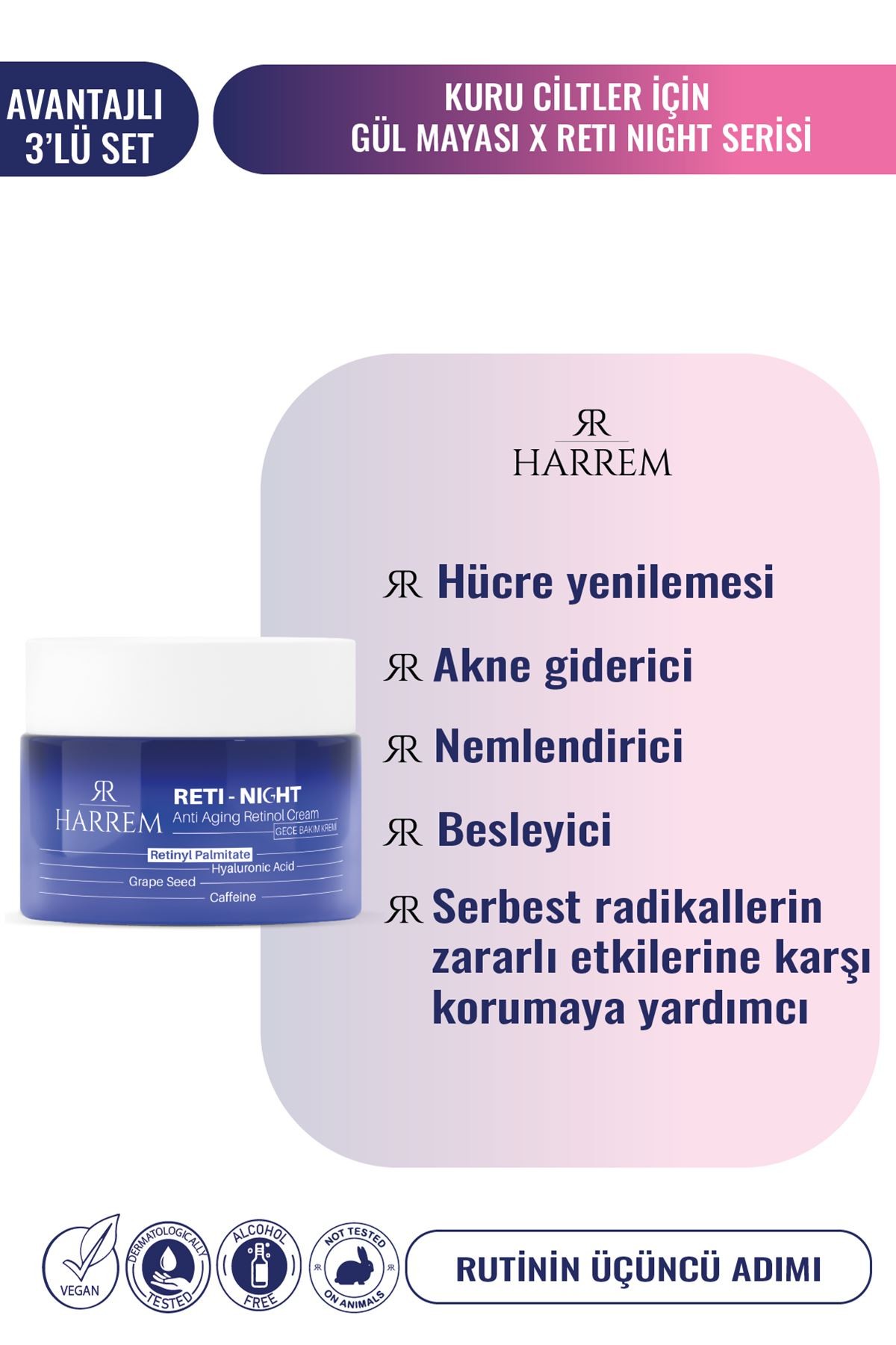 Reti-Night Serum & Reti-Night Krem & Gül Mayası Suyu Seti