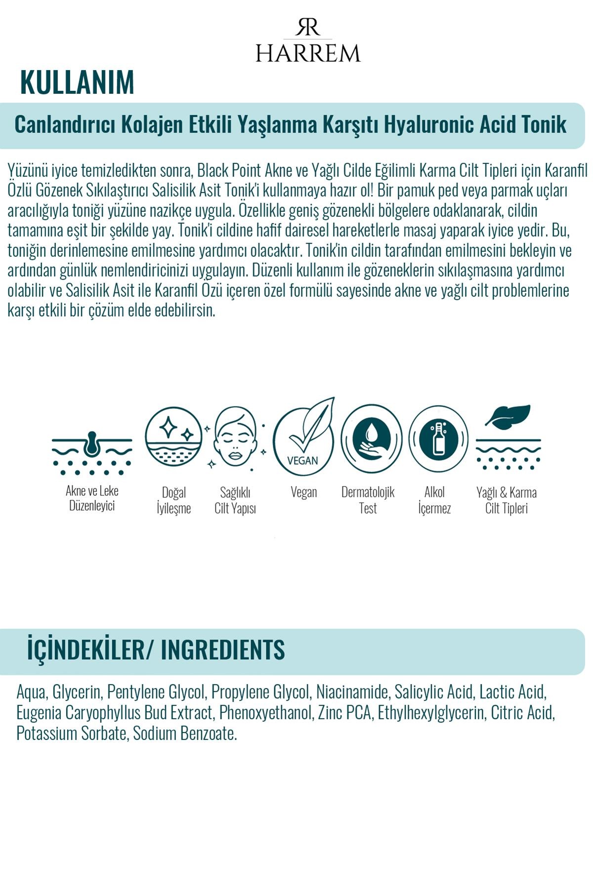 Akneli&Yağlı Cilt Tipleri için Saliyclic Acid Gözenek Sıkılaştırıcı Tonik 200 ML Black P.int