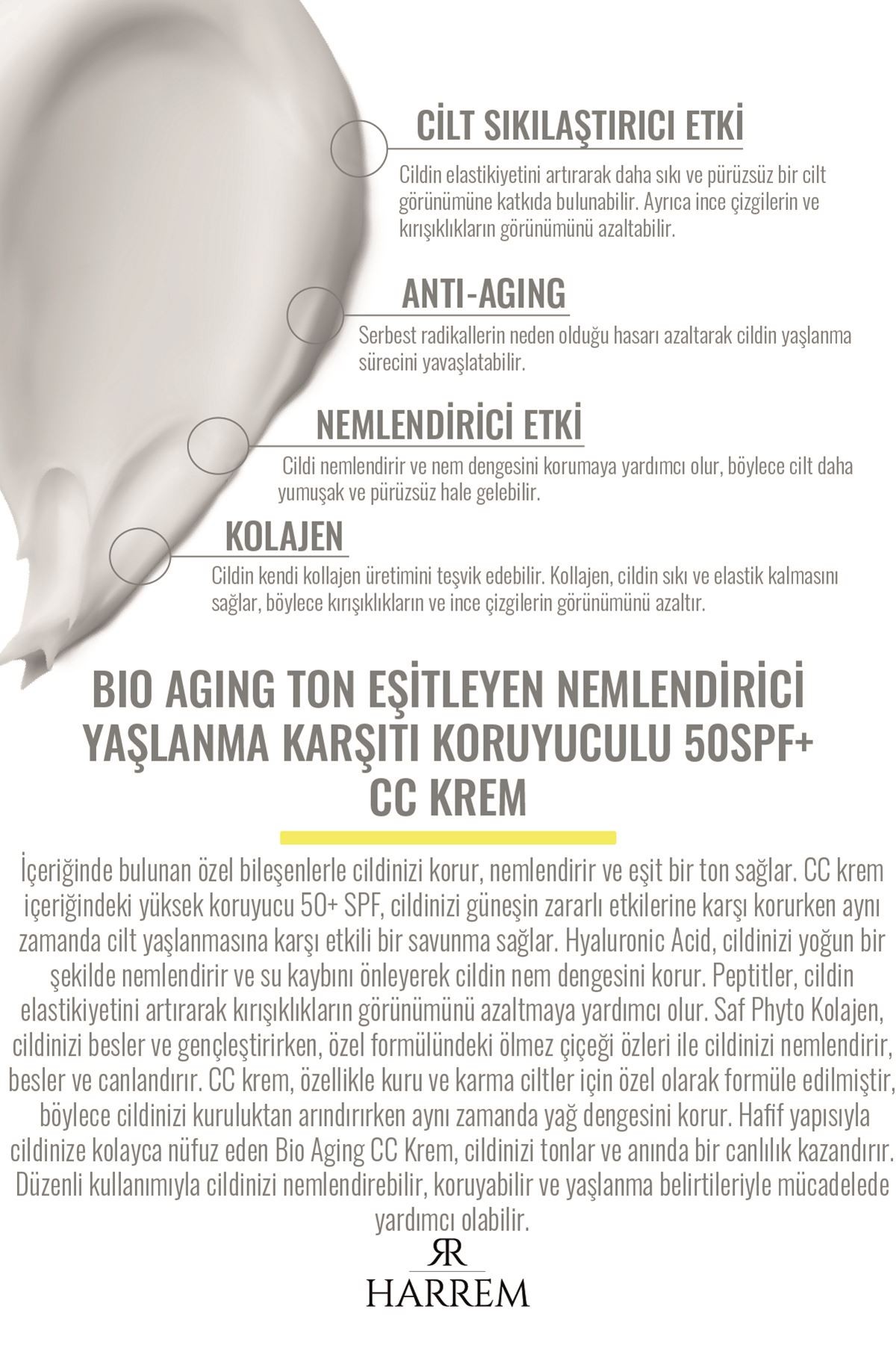 Bio Aging Ton Eşitleyen Nemlendiricili Yaşlanma Karşıtı Yüksek Koruyuculu 50+ SPF CC Krem 50 ML