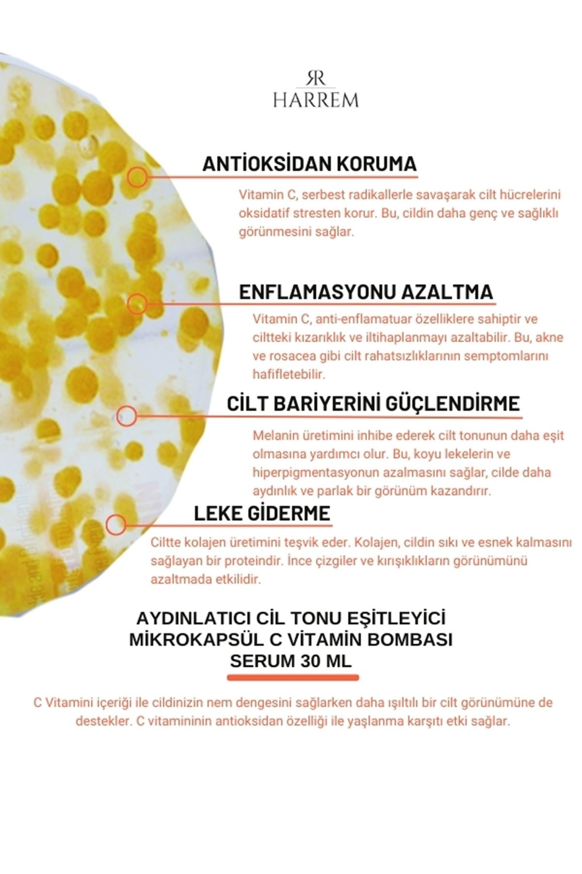 Aydınlatıcı Cilt Tonu Eşitleyici Mikrokapsül C Vitamin Bombası Serum 30 ML