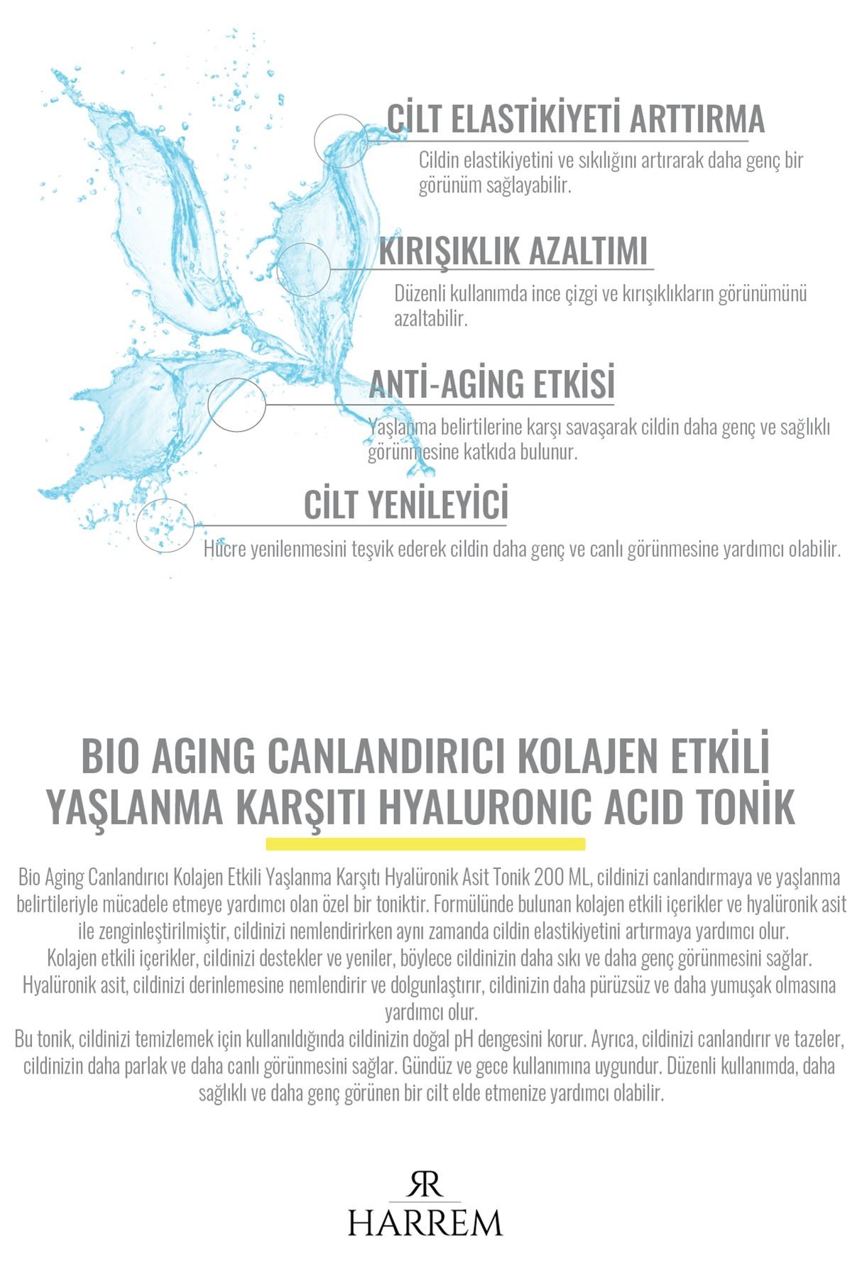 Bio-Aging Canlandırıcı Kolajen Etkili Yaşlanma Karşıtı Hyalüronik Asit Tonik 200 ML