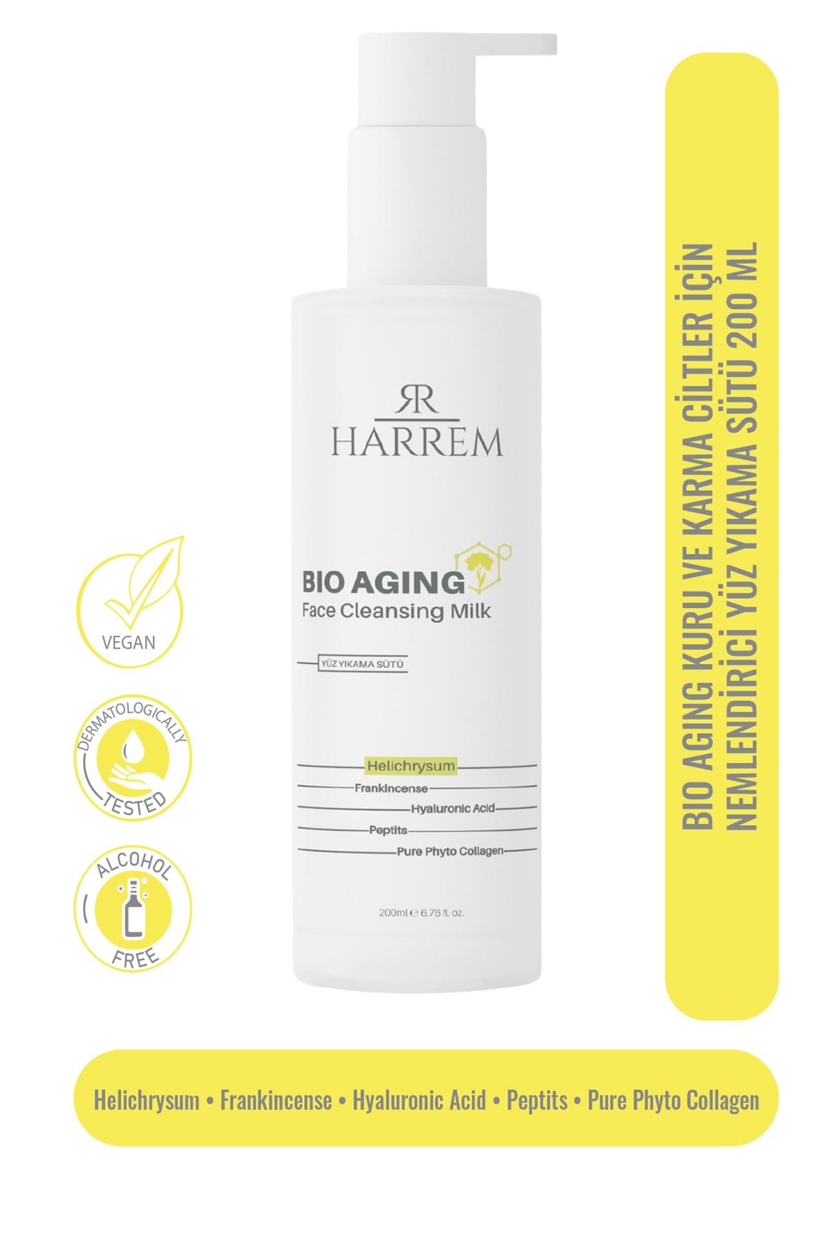 Bio Aging Kuru ve Karma Ciltler için Nemlendirici Yüz Yıkama Sütü 200 ML