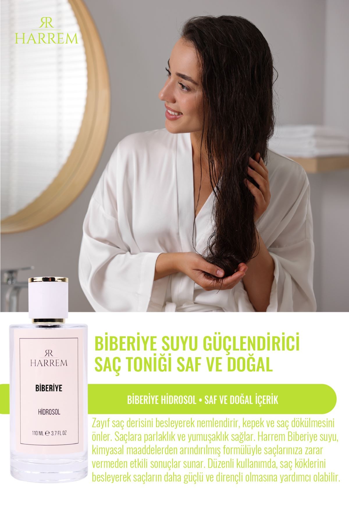 Biberiye Suyu Sebum/Yağ Dengeleyici ve Güçlendirici Saç Toniği Saf ve Doğal 100 Ml