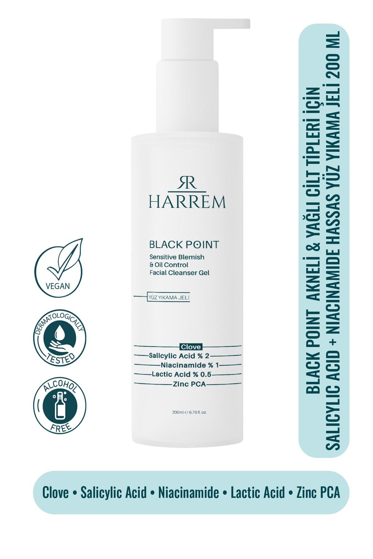 Akneli&Yağlı Cilt Tipleri için Saliyclic Acid+Niacinamide Hassas Yüz Yıkama Jeli 200 ML Black P.int
