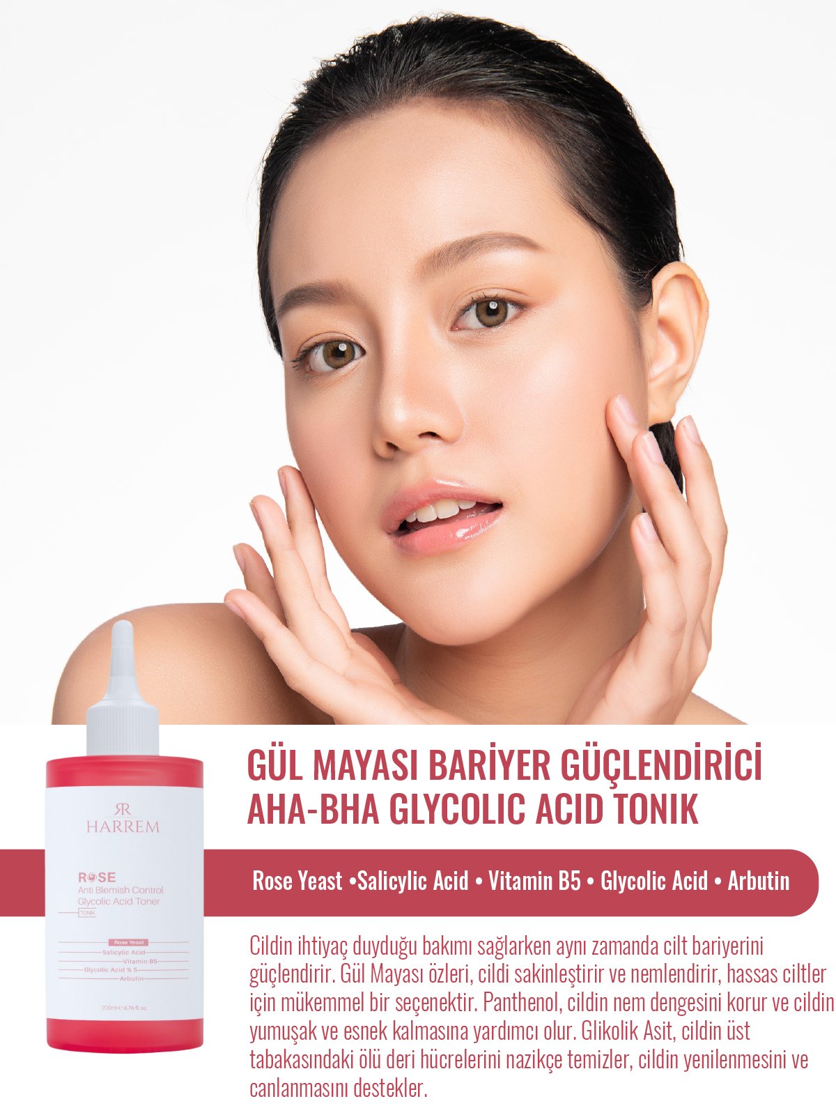 Rose Series Gül Mayası Bariyer Güçlendirici Aha Bha Glycolic Acid Tonik 200 ML