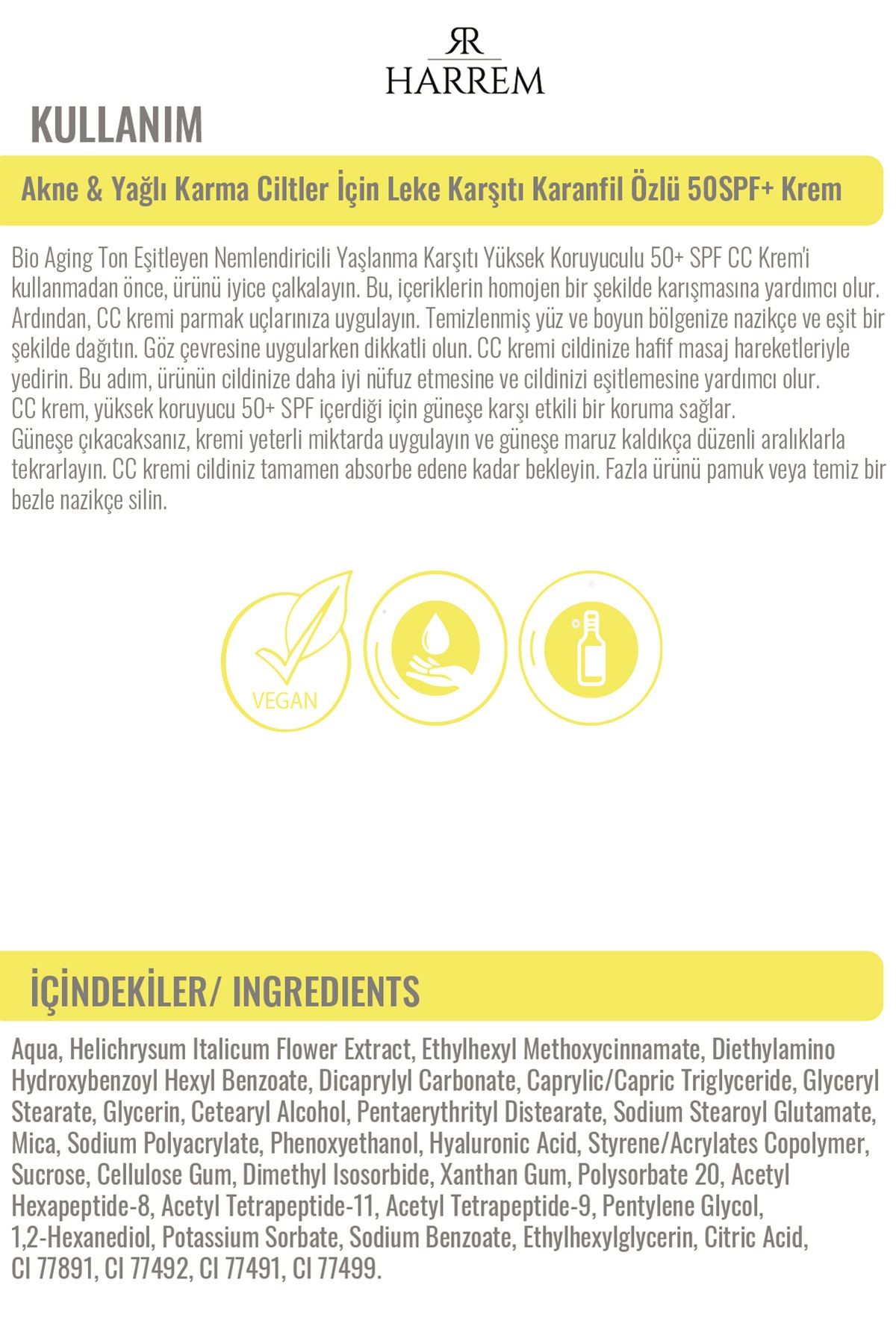 Bio Aging Ton Eşitleyen Nemlendiricili Yaşlanma Karşıtı Yüksek Koruyuculu 50+ SPF CC Krem 50 ML