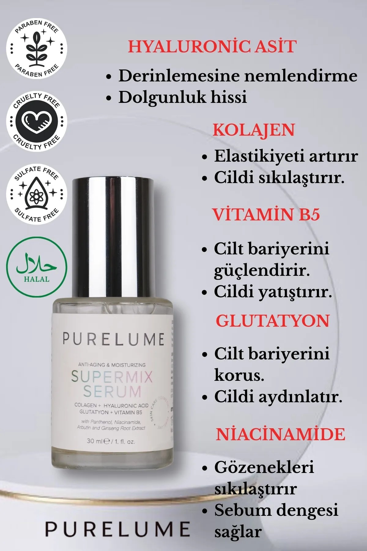 Botoks Etkili Cilt Onarıcı ve Sıkılaştırıcı Kolajenli Serum 30 ml