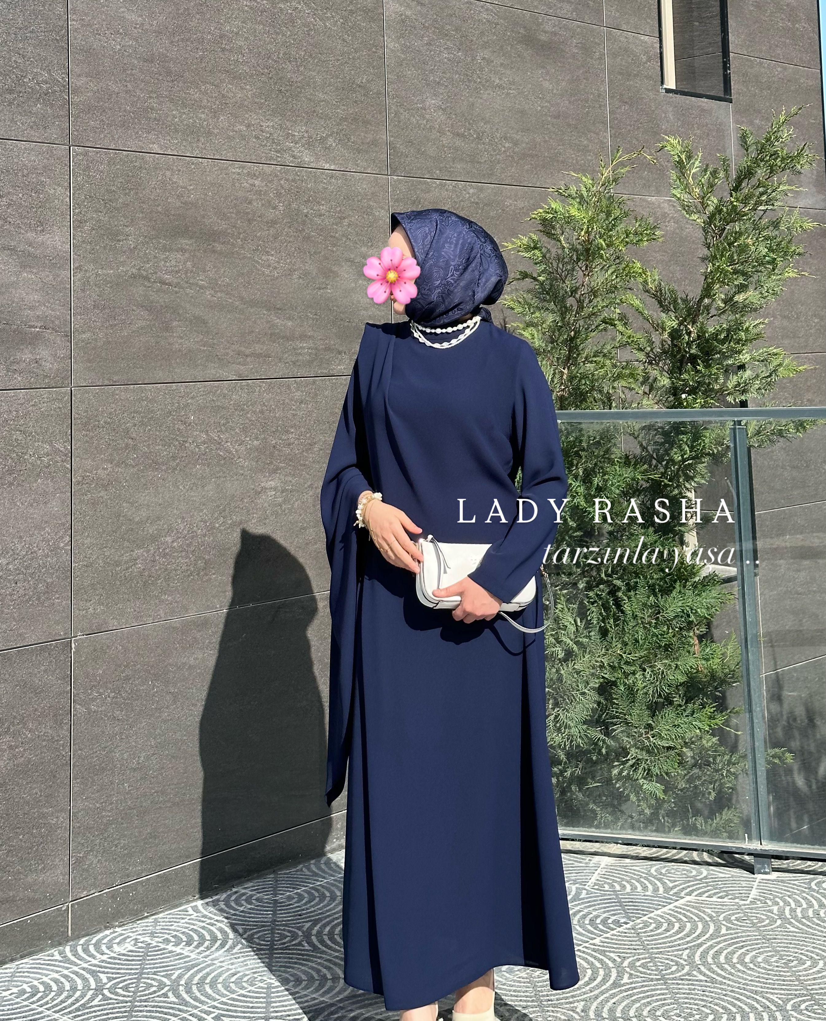 LACİVERT DAMLA ELBİSE