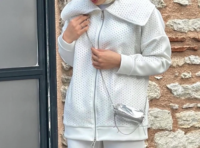 SCUBA TAŞLI BEYAZ  CEKET