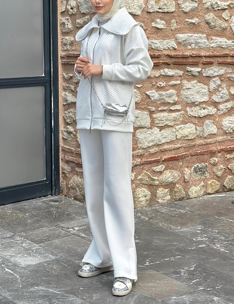 SCUBA TAŞLI BEYAZ  CEKET