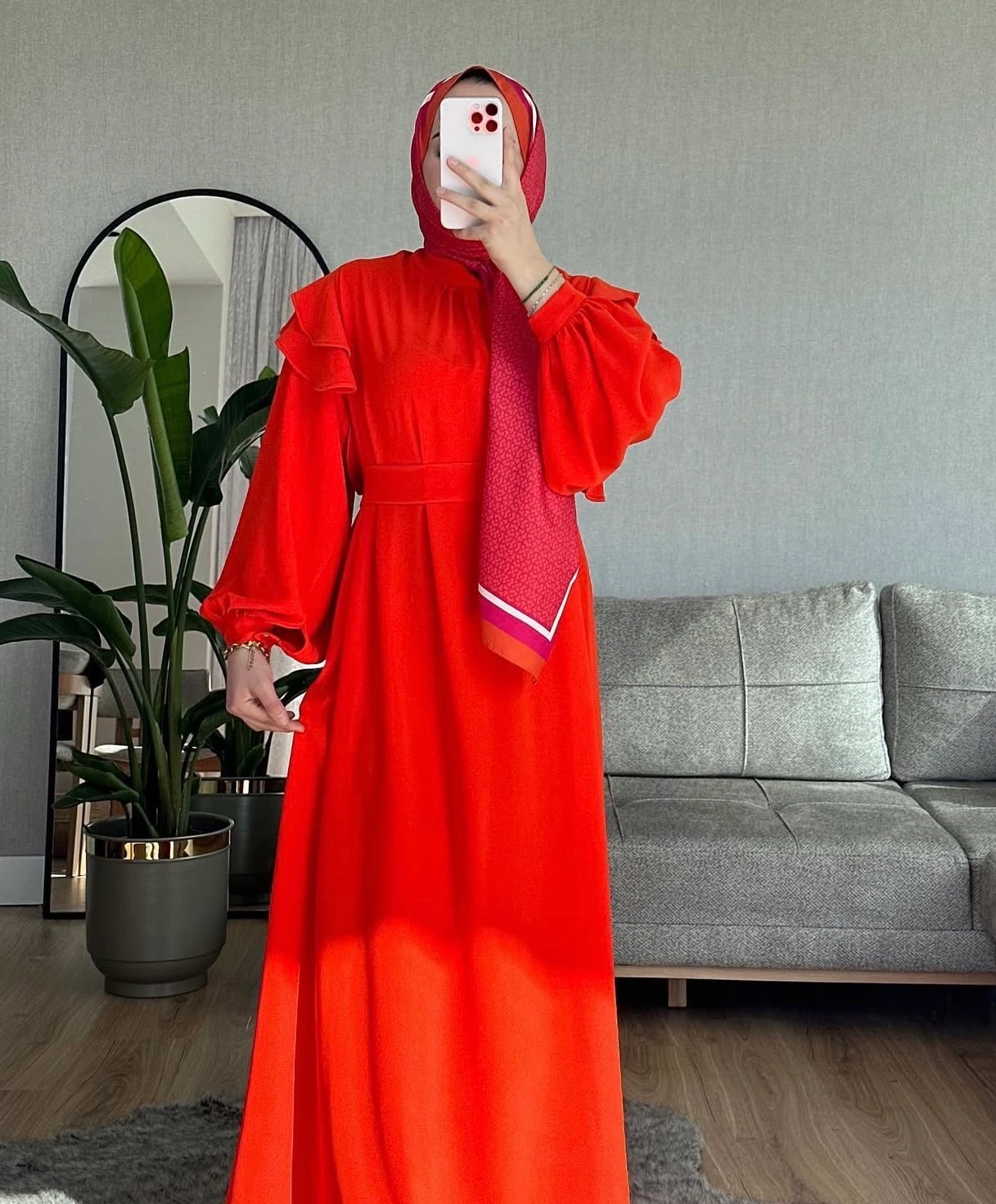 TURUNCU FARAH ELBİSE