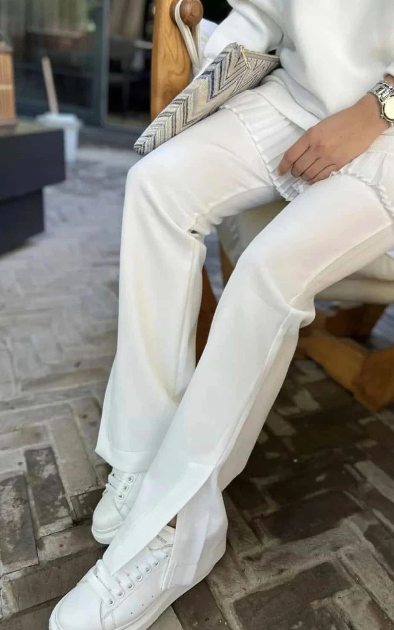 YIRTMAÇLI SCUBA BEYAZ PANTALON