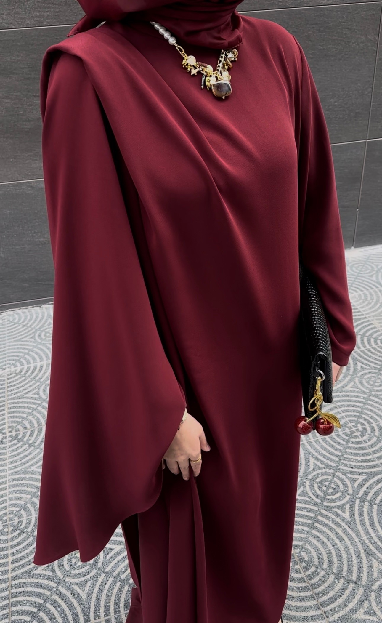 BORDO DAMLA ELBİSE