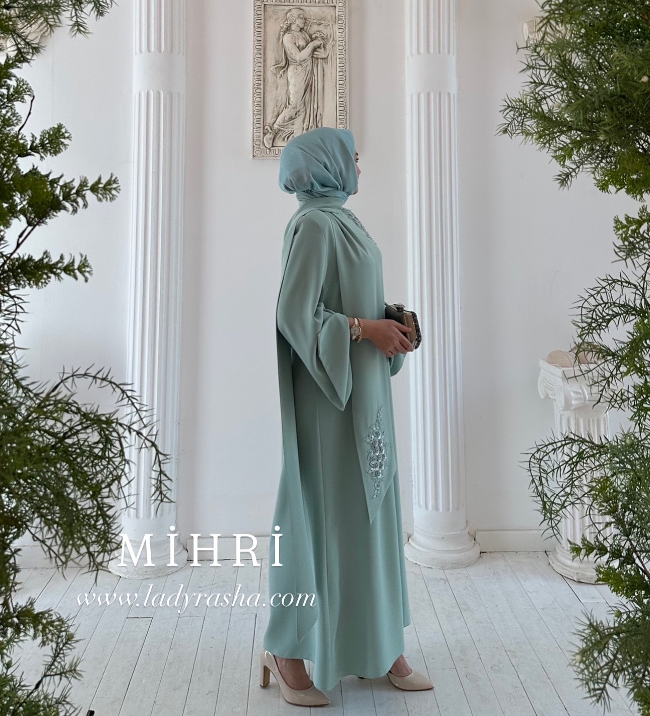 SU YEŞİLİ MİHRİ ELBİSE