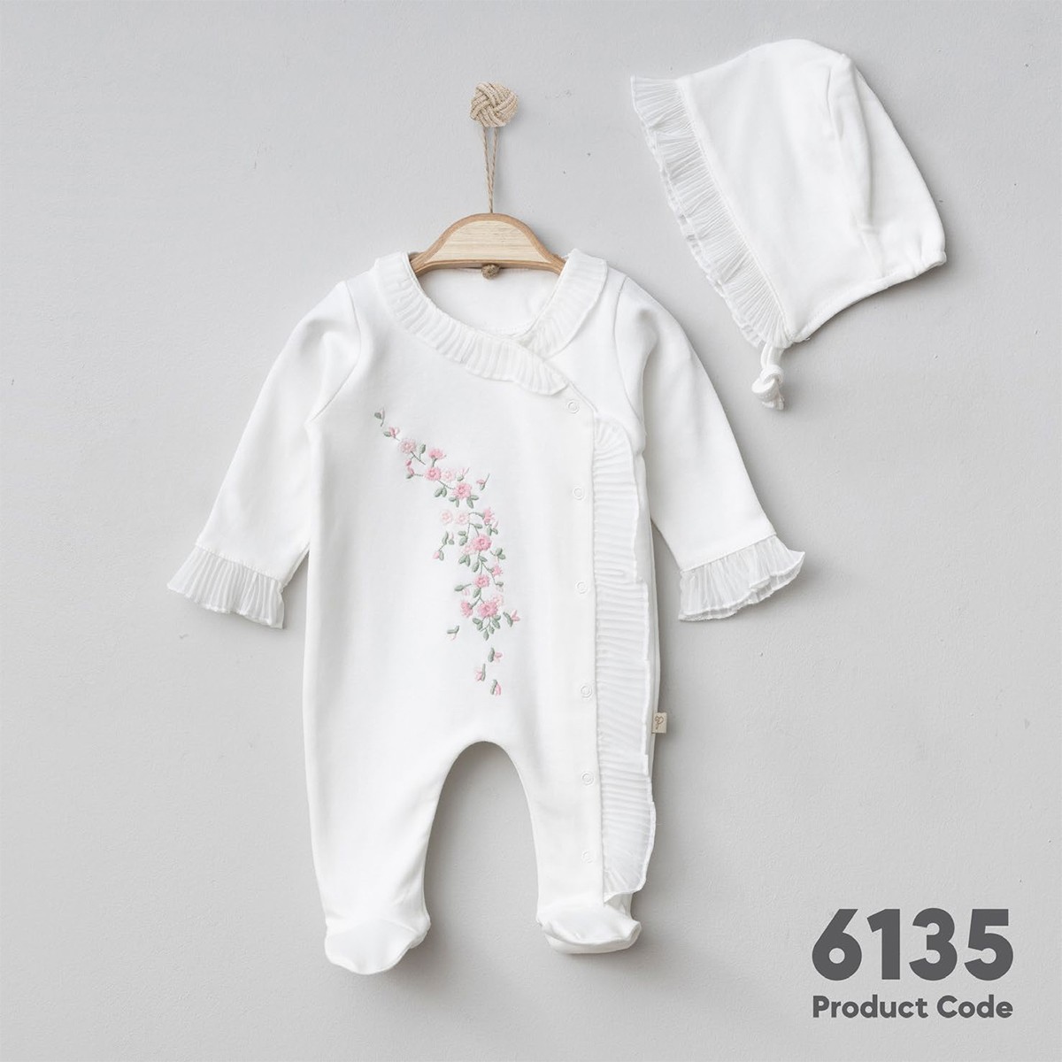 PUGİ BABY KIZ 0/3-3/6-6/9 AY PLİSELİ TULUM BEYAZ