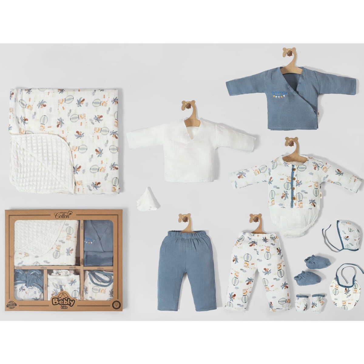 BEBLY KIDS ERKEK 0-3 AY FİGÜRLÜ MÜSLİN 10LU SET