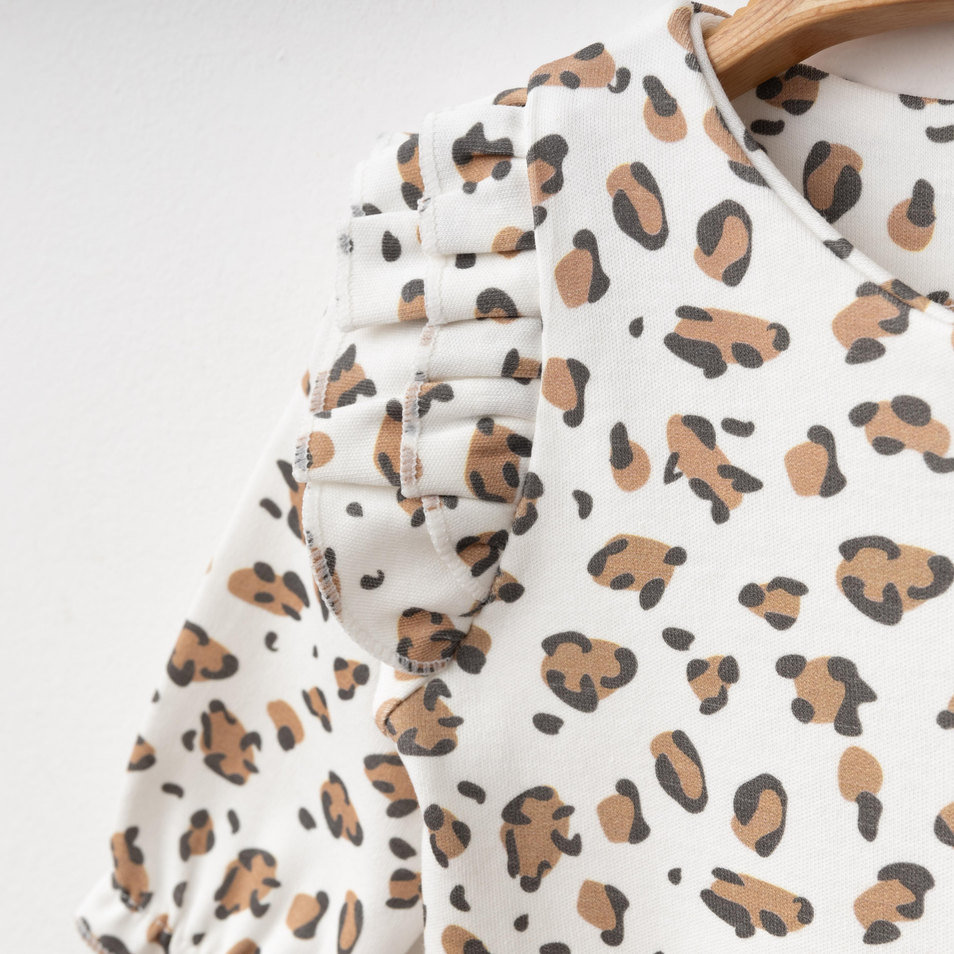 OBABY KIZ  0/3-3/6 AY BONELİ LEOPARLI TULUM EKRU