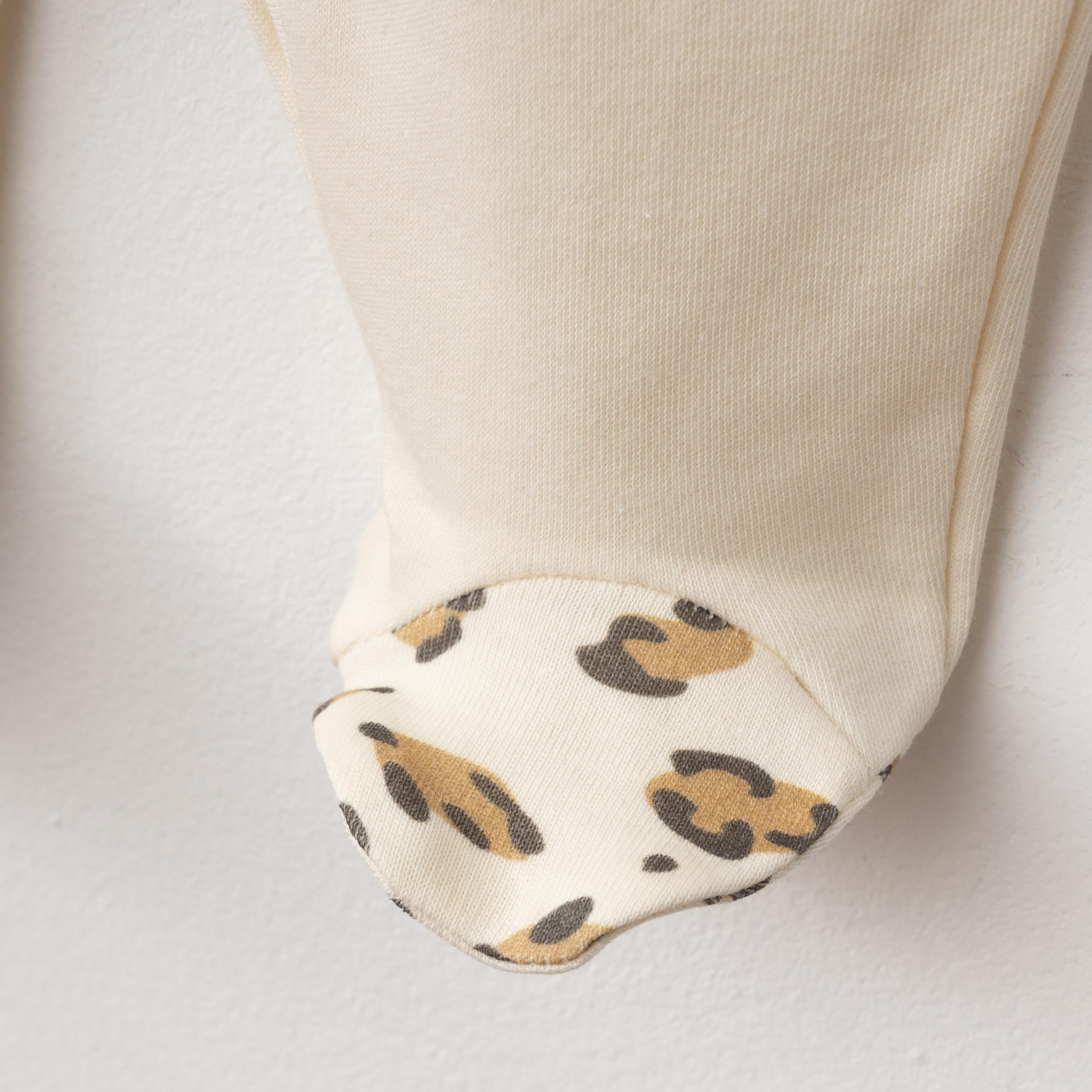 OBABY KIZ 0/3-0/3-3/6 AY FİSTOLU LEOPARLI TULUM  EKRU