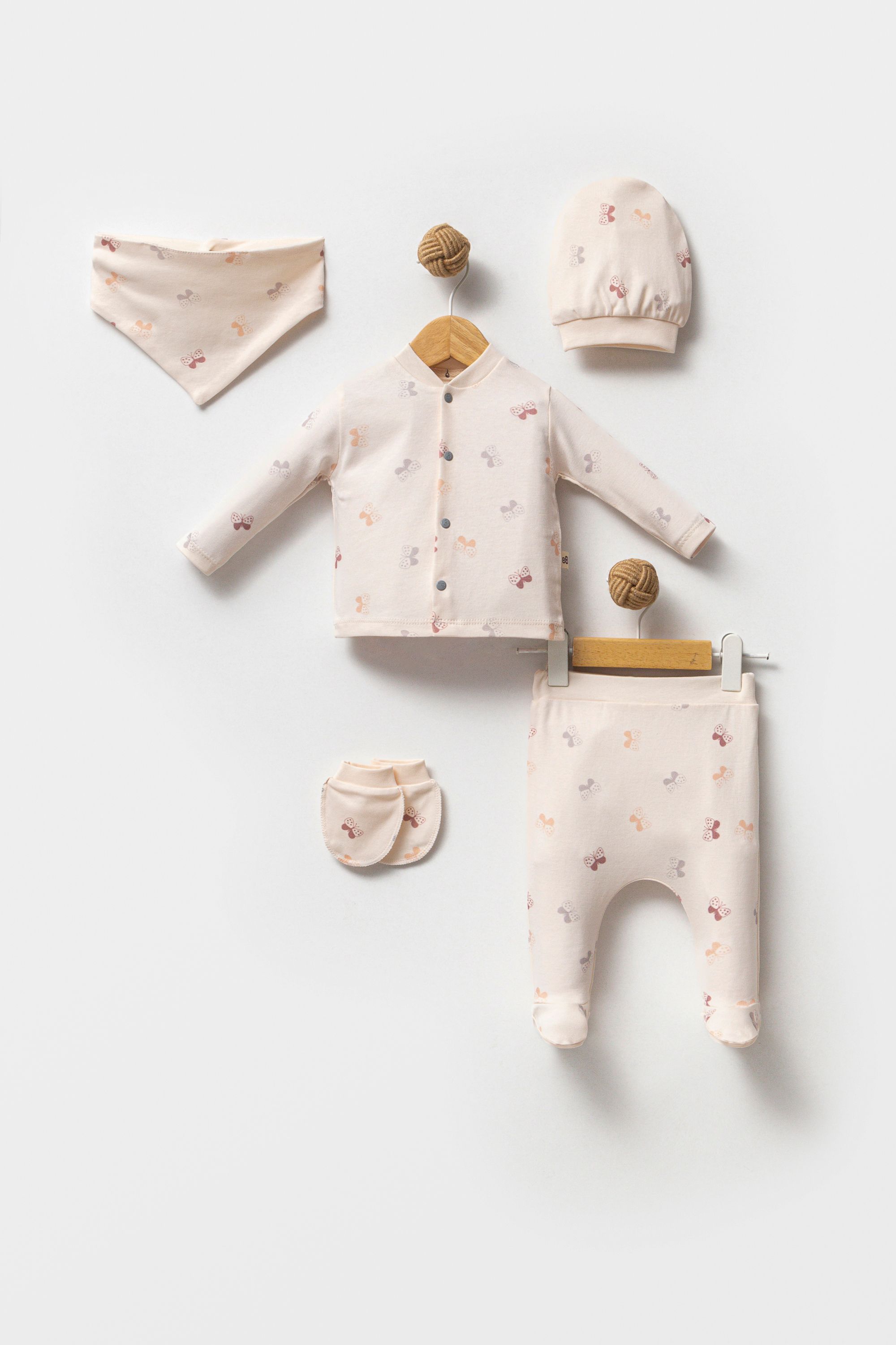 KIZ BEBEK KELEBEKLİ 5PCS ZIBIN SET