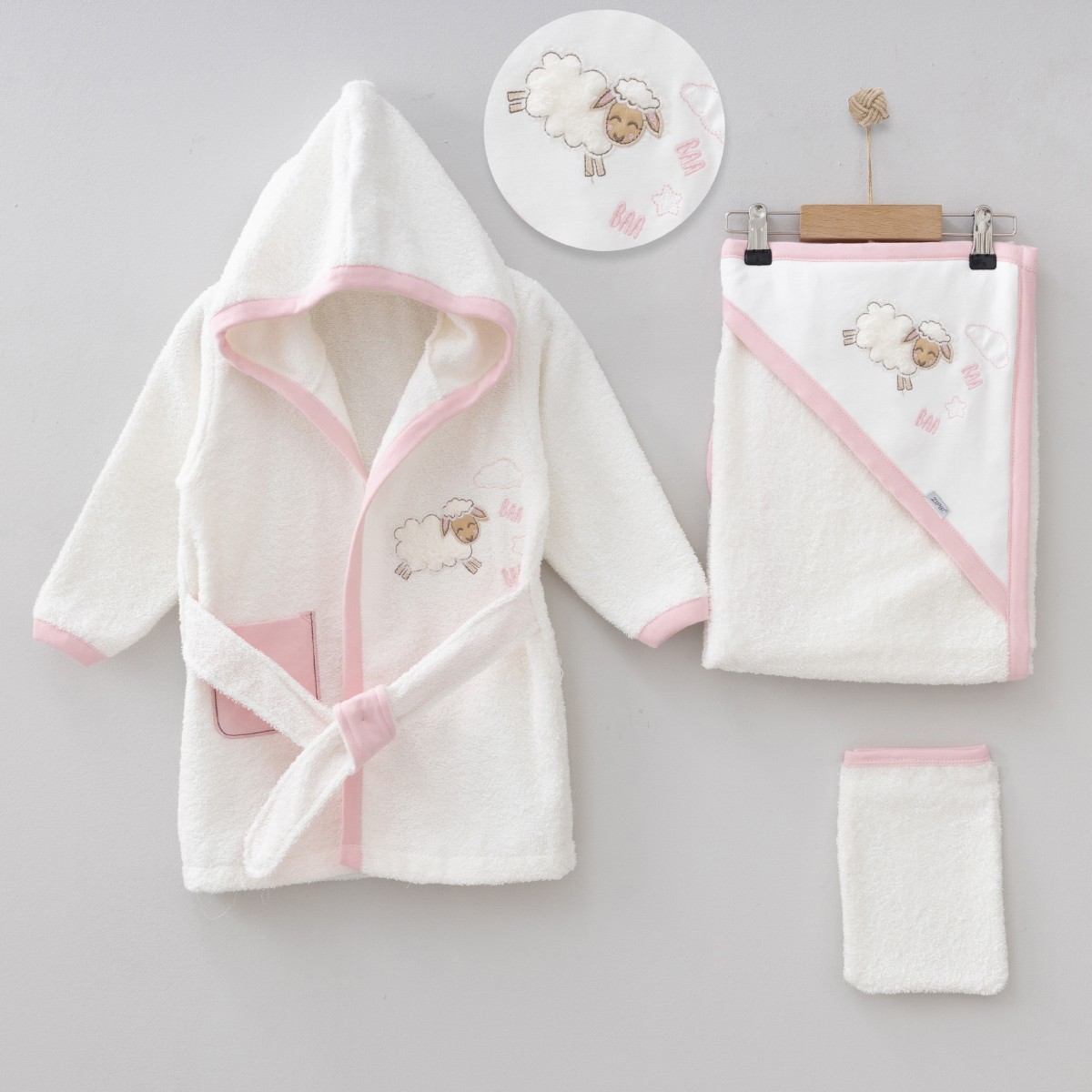 UNISEX 0-12 AY KUZULU BORNOZ SETİ