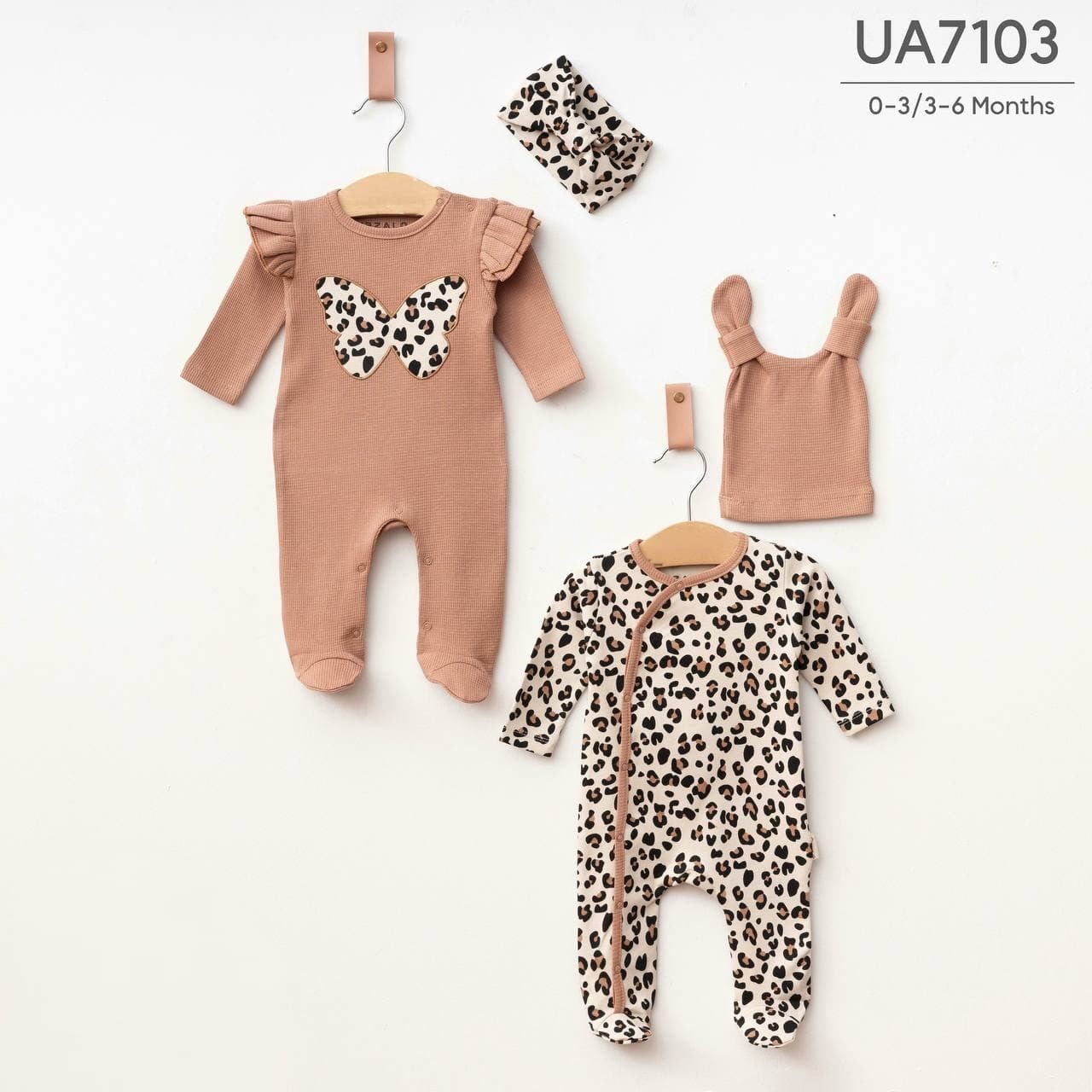 URZALO LEOPAR KELEBEKLİ 2Lİ TULUM KAHVE