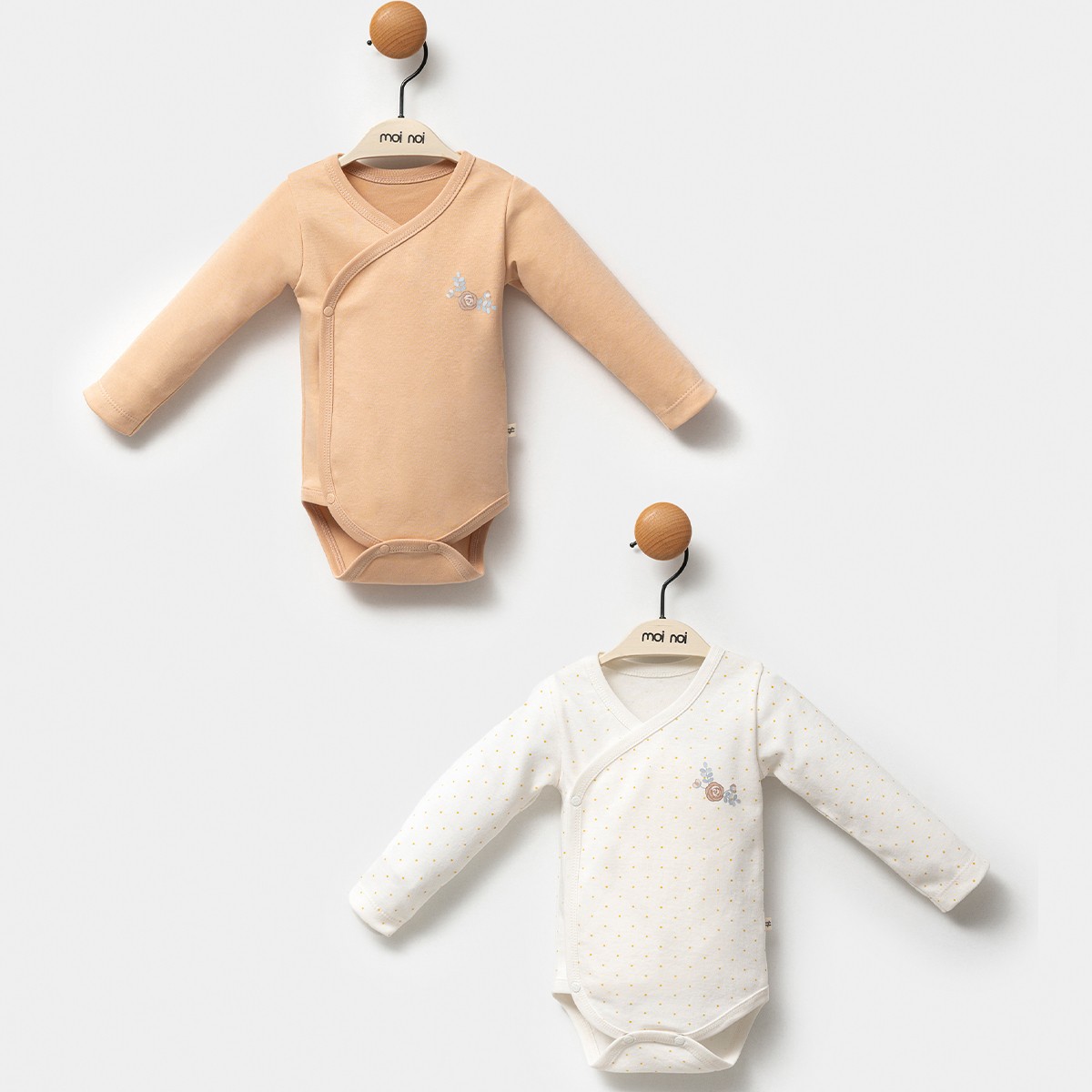 MOİ NOİ KIZ 0/3-3/6 AY GOLD 2Lİ KRUVAZE BODY FLOWERS