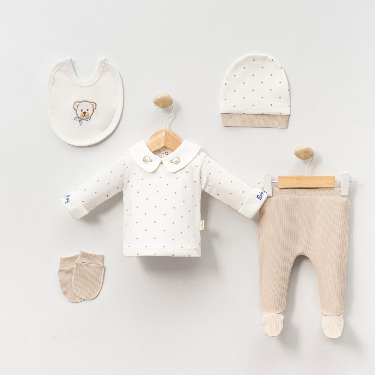  ERKEK 0-3 AY BABY BOY PUANLI 5Lİ SET