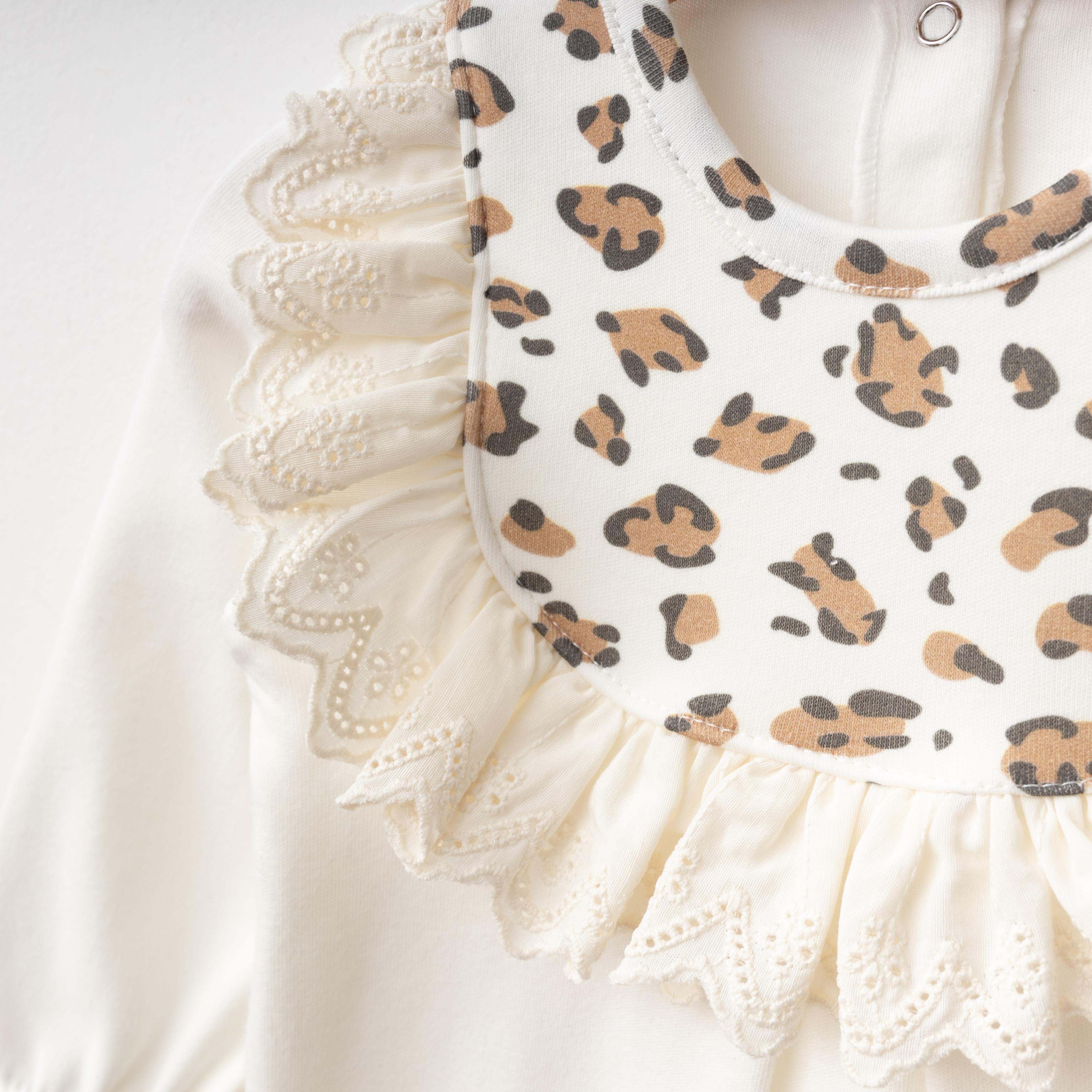 OBABY KIZ 0/3-3/6 AY FİSTOLU LEOPARLI TULUM KREM