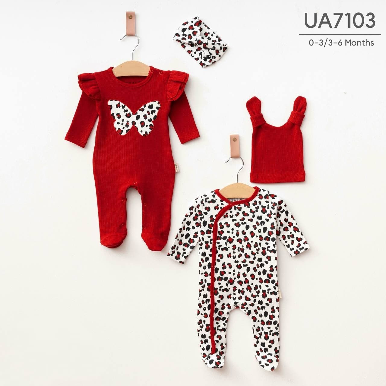 URZALO LEOPAR KELEBEKLİ 2Lİ TULUM KIRMIZI